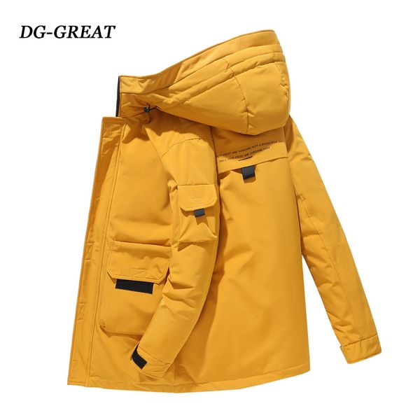 

men's down & parkas jacket short thick winter youth student trend korean white duck hoodie coat casual outerwear clothing, Black