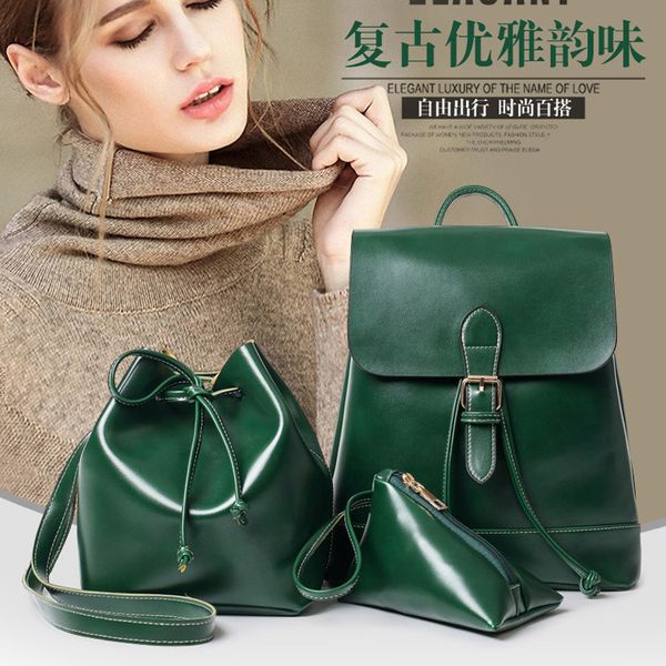 

2020 new women's backpack women's backpack korean fashion pu leather bag multi-functional retro leisure bag