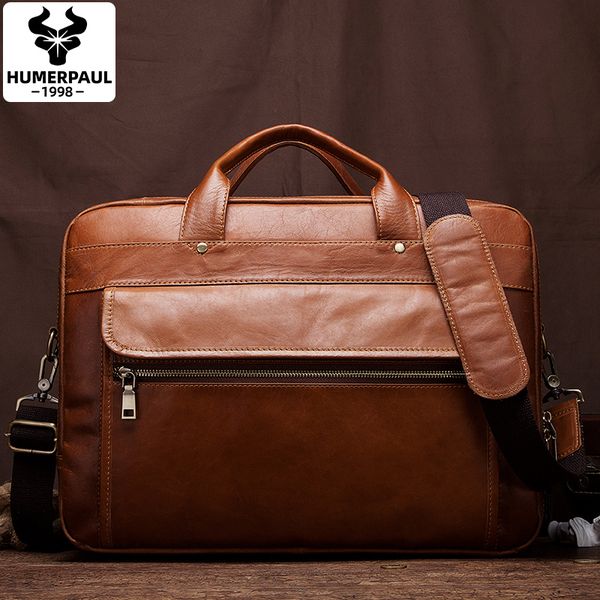 

men's genuine leather briefcase travel suitcase messenger shoulder tote back handbag large capacity casual business lapbag