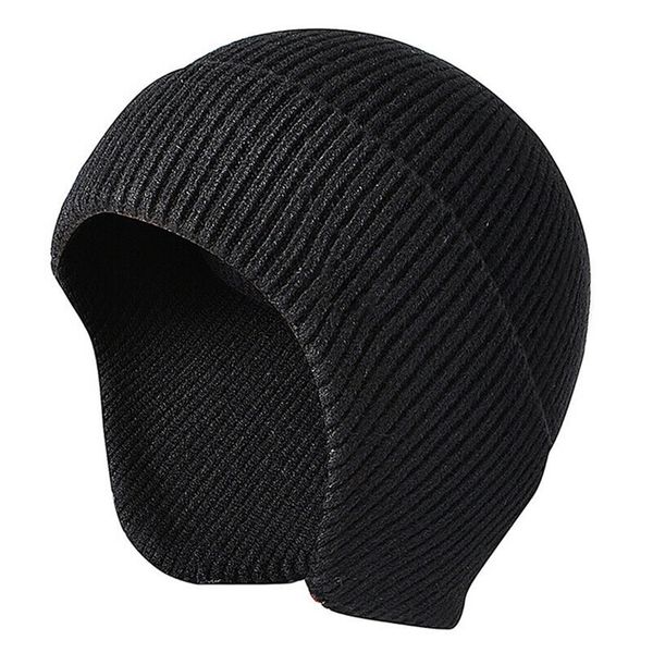 

men women ear flap soft beanie stretch solid students outdoor work winter warm knit hat casual autumn ski, Blue;gray