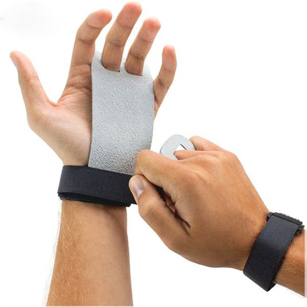 

1 pair hand grip palm protectors glove synthetic leather fitness gym guard pull up bar weight lifting wrist support, Black