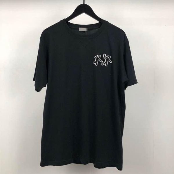 

20ss luxury european logo embroidery tee comfortable fashion cotton t-shirt couple women and mens designer t-shirt hfxhtx112, White;black