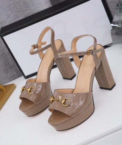 

[orignal box] new arrival womens super high heels 105mm platforms sandals ladies slingbacks sheepskin summer breathe buckle strapshoes 35-41, Black