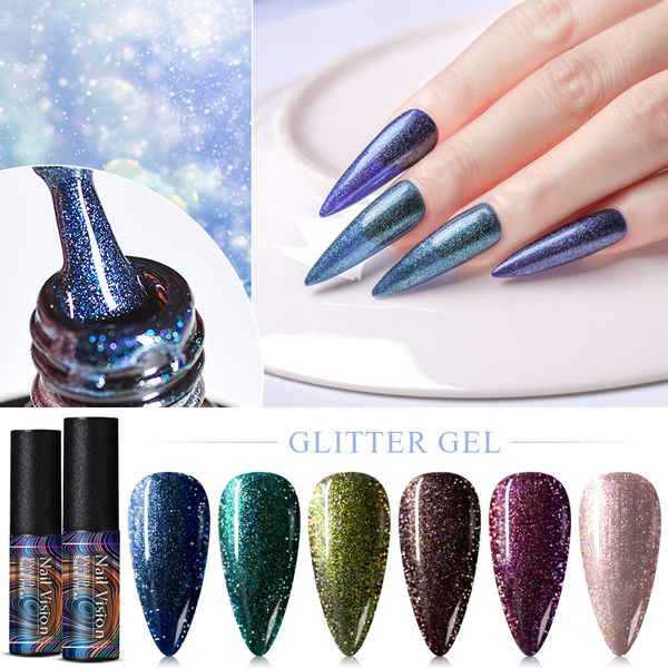 

glitter nail gel polish holographic glitter platinum semi permanent uv led gel nail polish manicure soak off art varnish, Red;pink