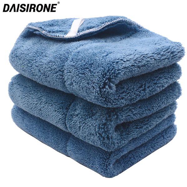 

3pcs 820gsm ultra-thick plush microfiber towels car cleaning cloth auto wash waxing drying polishing detailing lanyard towel