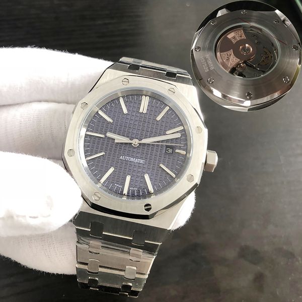 

Luxury men automatic mechanical watche cla ic tyle 42mm full tainle teel trap wri twatche apphire uper luminou, Slivery;brown