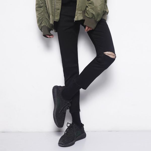 

skinny jeans men 2019 new trend small feet pencil pants jeans men summer thin holes high street moto biker denim trousers, Blue