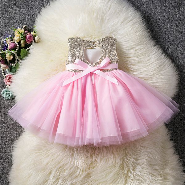 

princess baby fancy wedding sequins formal party dress for girl tutu kids clothes children backless designs dresses y200317, Red;yellow