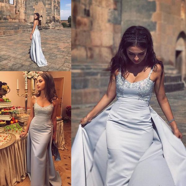 

middle east arabic sky blue mermaid prom dresses lace applique evening gown sweep train formal party dress, Black