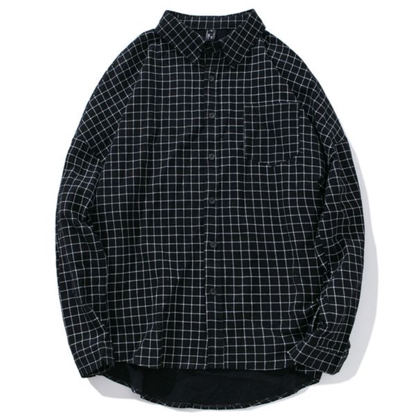 

men plaid shirt spring autumn casual long sleeve slim shirts men shirts with pocket korean shirt male clothes 3 color, White;black