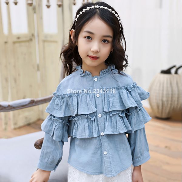 

girls solid blouse long sleeve blouses for school girls 6 8 12 years kids shirt ruffles children shirt teen girl clothing autumn, White;black