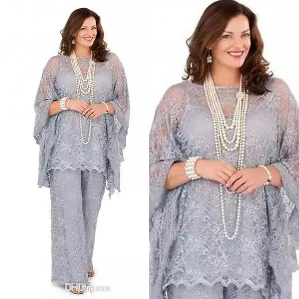 

plus size mother dresses jewel neck appliqued long sleeves pants suit wedding guest gowns custom made mother of the bride dresses, Black;red