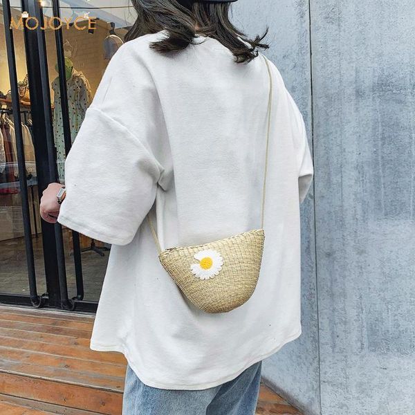 

women straw sunflower crossbody bags rattan woven bag girl small beach travel purse for vacation tote fashion causal summer