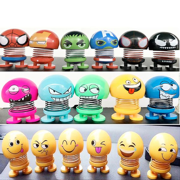 Acheter Emoji Smill Face Avengers Secouant La Tête De Voiture Poupée Tableau De Bord Ornements Ressorts Danse Jouet Noverty Drôle Jouets Décoration De