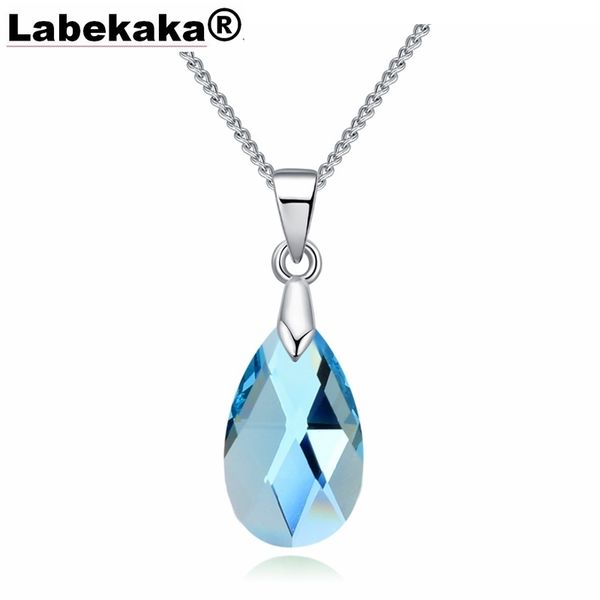 

labekaka water drop shaped ожерелье украшено с кристаллами от день swarovsk elements макси collier матери подарок joyas, Silver