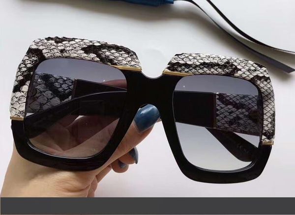 

0484 black snake skin крупногабаритные квадратные солнцезащитные очки очки женщины sonnenbrile конструктор солнцезащитные очки новые с короб, White;black