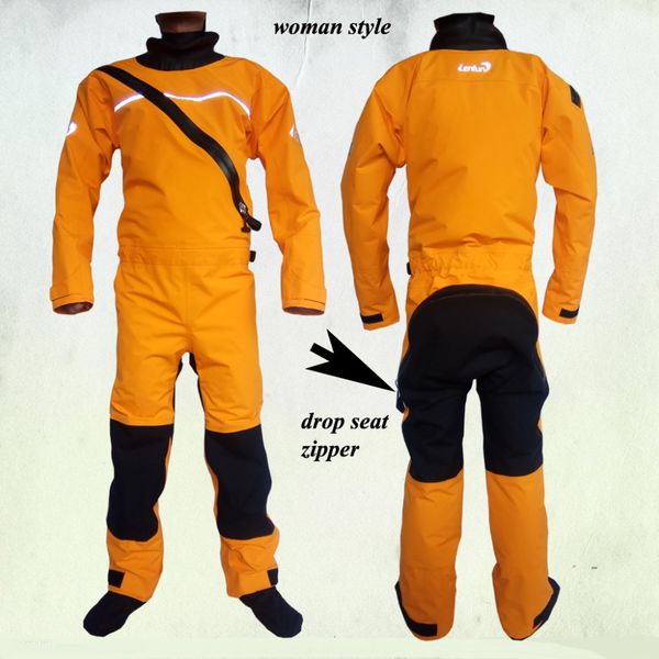 

woman full dry suit,latex neck wrist gasket tizip drop seat zipper kayak,whitewater,rafting,sailing,boating windsurfing
