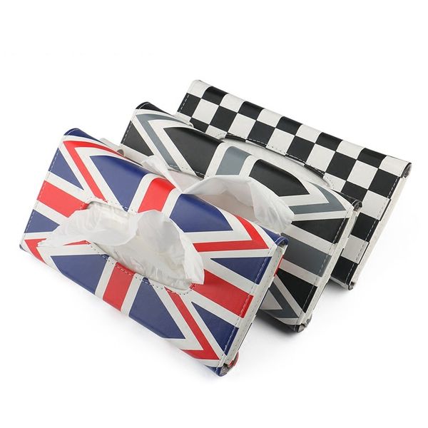 

fashion sun visor type car tissue storage bag printed seat back hanging tissue box case for mini cooper countryman clubman