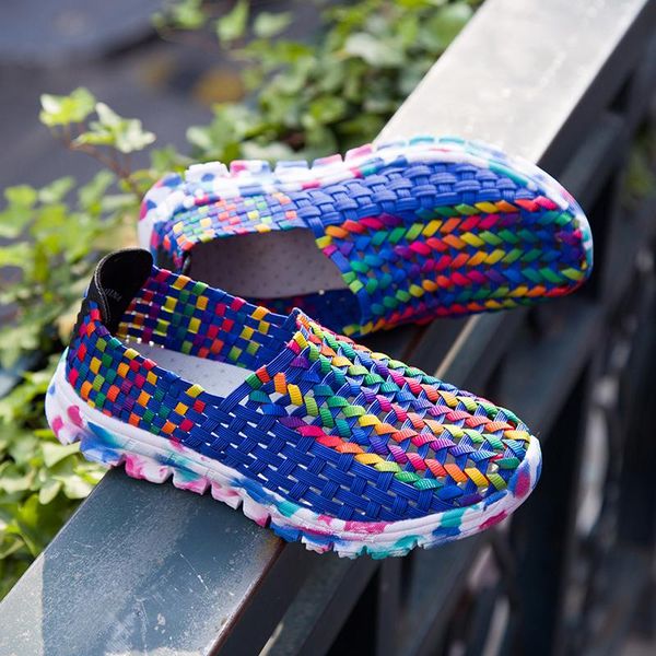 

женская обувь летняя flats женские мокасины женщины повседневная flat woven обуви brethable кроссовки скользят по красочный обуви mujer plus, Black
