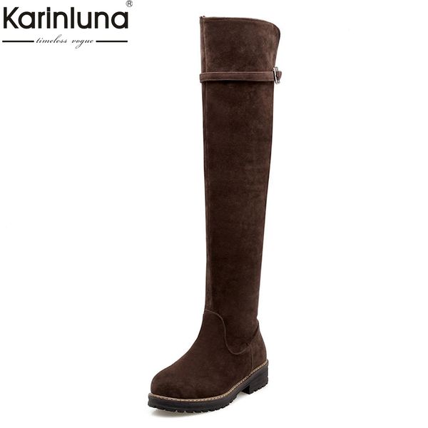 

karin 2018 large sizes 34-43 fashion women's shoes woman knee-high boots warm woman shoes add fur winter snow boots, Black