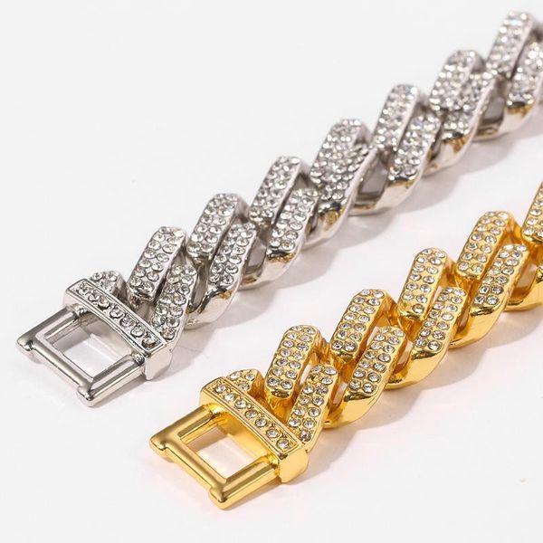 

bling iced out chains bracelets rhinestone cuba chain hip hop hipster jewelry for men women gifts, Black