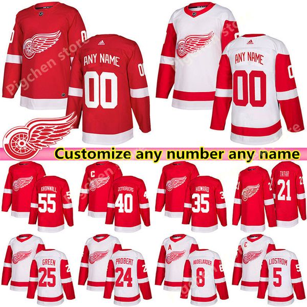 

custom detroit red wings jerseys 13 pavel datsyuk 19 steve yzerman 71 dylan larkin probert custom any number any name hockey jersey, Black;red