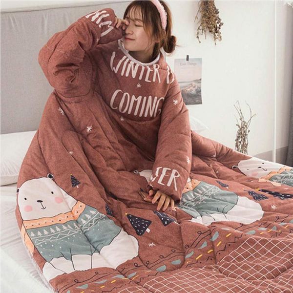 

winter lazy quilt with sleeves winter quilt home bedding comforter for home and office in keep warm duvet with