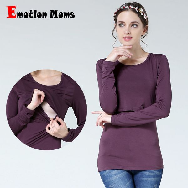 Purple Solid Long Sleeve Pregnancy Maternity Top Womens Pregnant Clothes