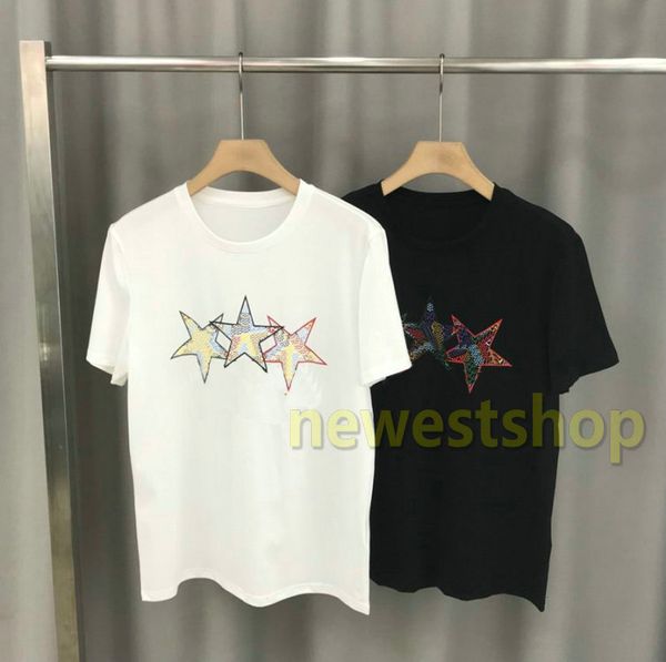 

2020 new summer europe luxury t shirts mens star print tshirt fashion stripe print t shirts men womens designer t shirt cotton untee, White;black