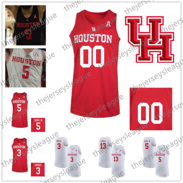 

Houston Cougars Custom Any Name Any Number Stitched Black White Red Gray NCAA Basketball Jerseys #42 Michael Young 34 Hakeem Olajuwon