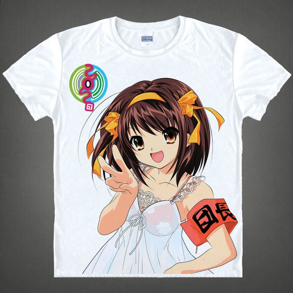 

anime shirt the melancholy of haruhi suzumiya t-shirts multi-style short suzumiya haruhi cosplay motivs shirts tee-style141-no17, White;black
