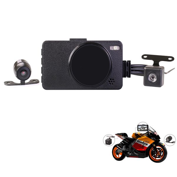 New LCD de 3 polegadas motocicleta DVR Câmeras Dual Mini 720P câmera impermeável gravador de vídeo com G-Sensor 140 graus Wide Angle traço Camera