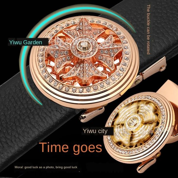 

time-running belt men's leisure toy gyroscope business automatic buckle belt diamond buckle head rotatable gyroscope toy, Black;brown