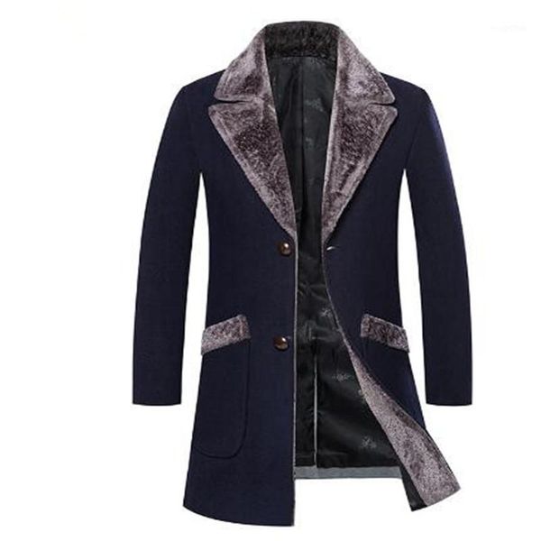 

2018 новый зимний меховой воротник длинный павлин мужчины slim fit повседневное толстое пальто мужская теплая ветровка тренч пальто jackets1, Black