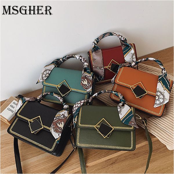

msgher небольшой твердый цвет pu кожа crossbody сумка для женщин 2020 цепи дизайна плеча сумки для женщин путешествия сумки