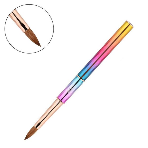 

1pcs acrylic nail brush kolinsky sable hair brush uv gel nail art manicure powder pedicure with gradient metal handle, Yellow