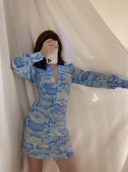 

2020ss summer female long sleeve prints silk dress for women dresses ddxgz2 7.02, Black;gray