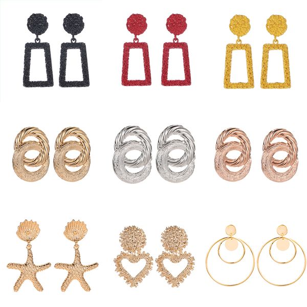 

fashion gold drop earrings for women statement big geometric metal earring women's hanging earrings 2019 modern jewelry, Silver