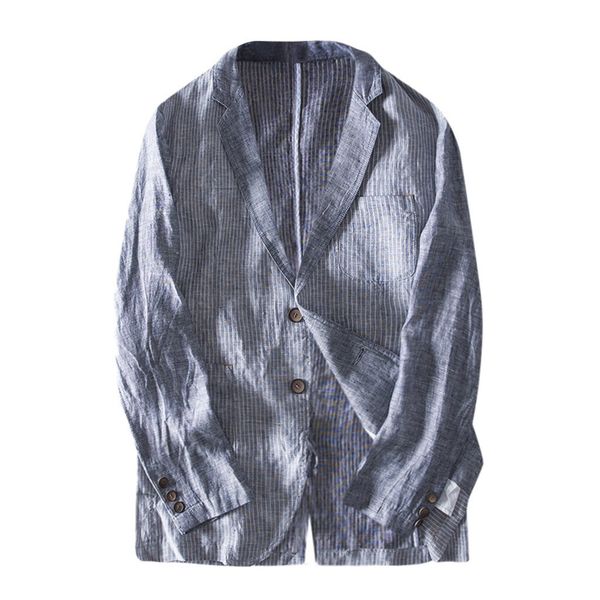 

mens designer blazer slim fit linen blend pocket stripe long sleeve suits blazer jacket outwear blazers mens wear casual, White;black