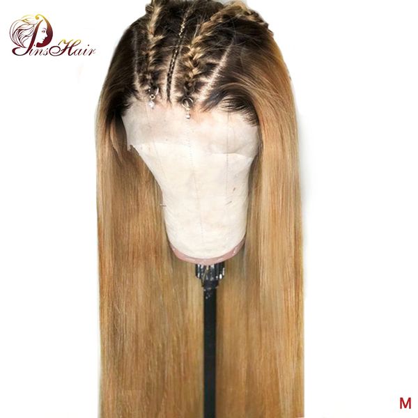 

ombre blonde 13x4 lace front human hair wigs 1b/27 lace front wigs 150 brazilian straight hair wig pinshair non-remy, Black;brown