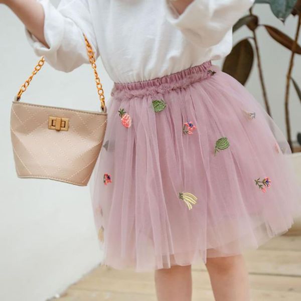 

девушки 2019 лето новый стиль короткие юбки младенца фрукты вышитые мягкая childrenswear марлевые юбка дети туту, Red;yellow