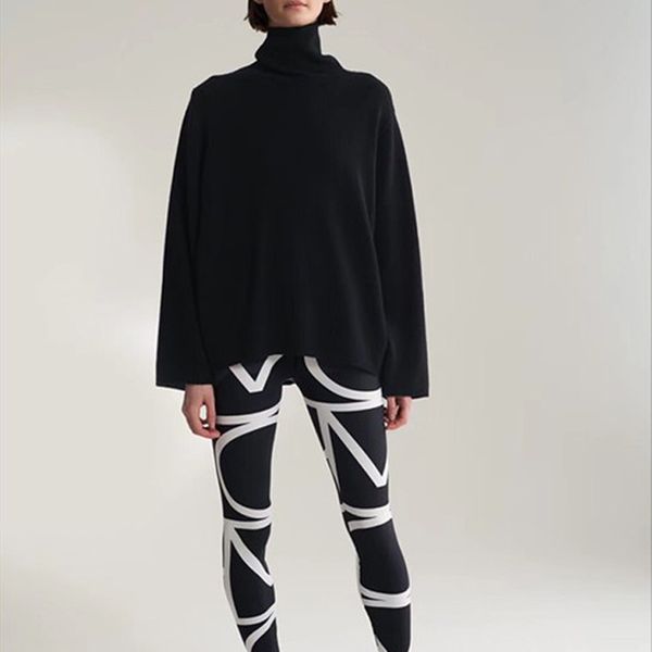

women's leggings classic geometric striped high stretch women, Black