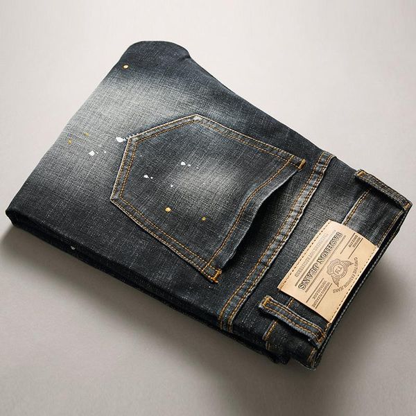 

mens designer jeans de designer pour hommes skinny biker luxury high waisted diesel men ripped jeans fashion elastic embroidered jeans, Blue