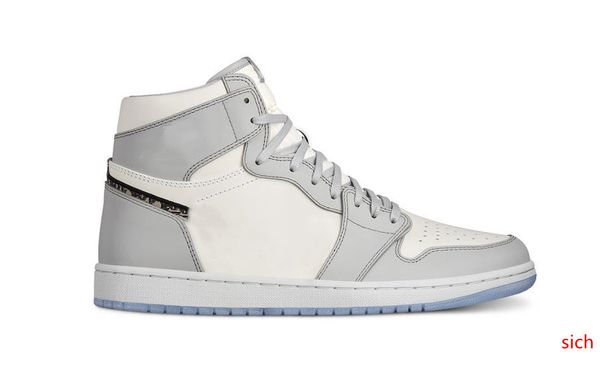 

with og authentic mens basketball shoes sneakers 1s grey white brand designer sports shoes trainers athletic sneakers