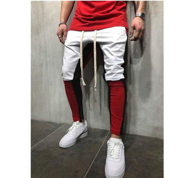 

мужские лоскутные брюки молнии карандаш брюки повседневные брюки мужские бегунов тренировочные брюки упругие талии хлопок мужские брюки хип, Black