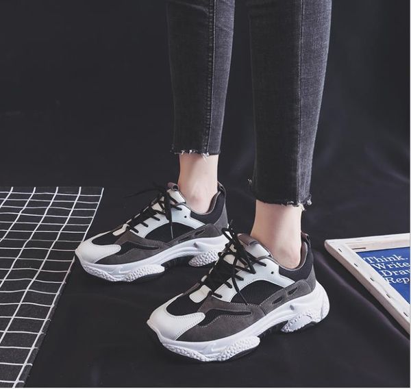 

casual shoes korean version women's wild student casual shoes super fire old shoes women breathable running, Black