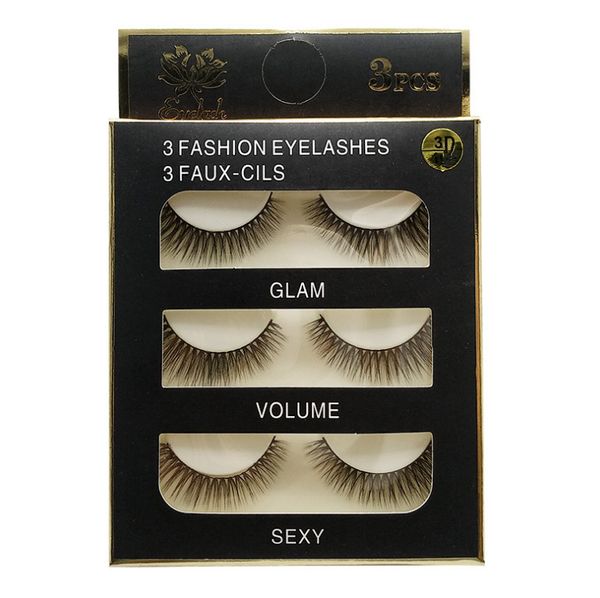 

3 pairs false eyelashes natural thickness realistic hard stem double eyelid naked makeup cotton thread 3d mink long lashes 2020