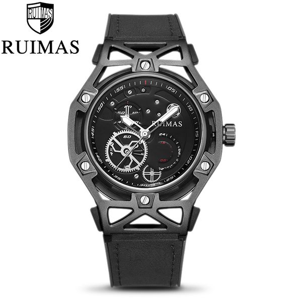 

ruimas мода black mens костюмам luxury military luminous часы кожа classic наручные часы для мужчин, Slivery;brown
