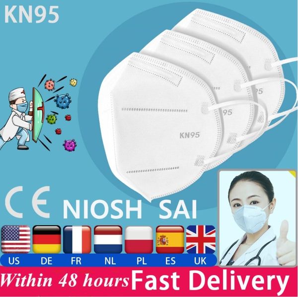 

in stock fast delivery kn95 dustproof anti-fog and breathable face masks n95 mask 95% filtration features as kf94 ffp2, Silver