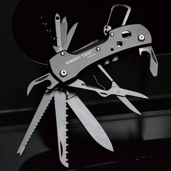 

new black edc functional swiss 12 in 1 folding knife stainless steel multi tool army knives pocket hunting outdoor camping survival knives